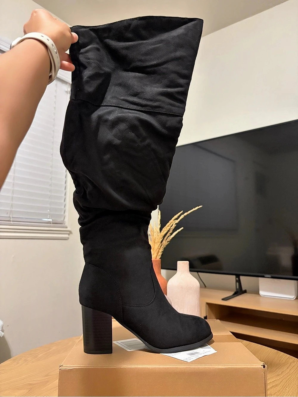 Kaison Over-the-Knee Heeled Boots Black US 8